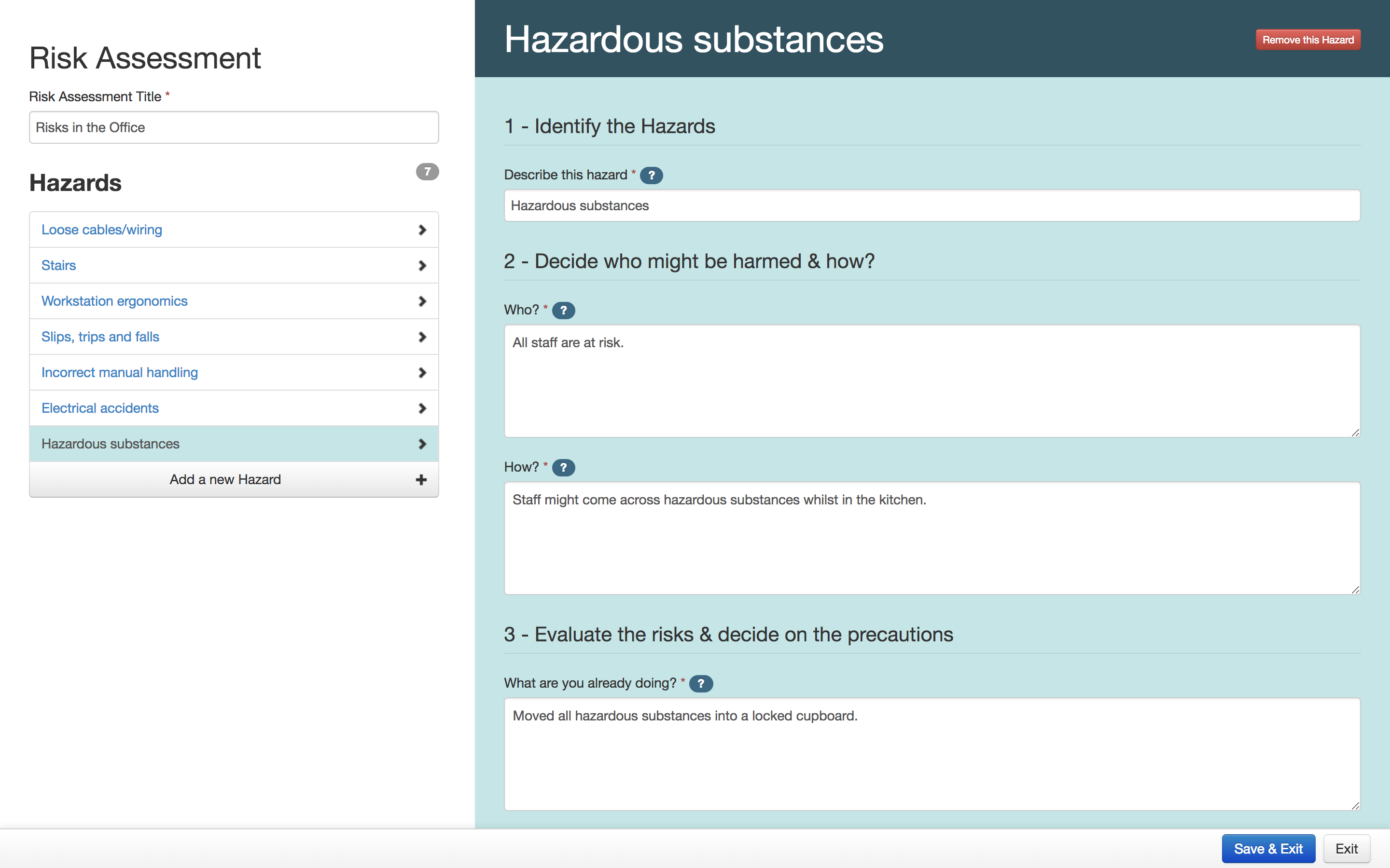 An example of a person using the free risk assessment tool for potential warehouse risks